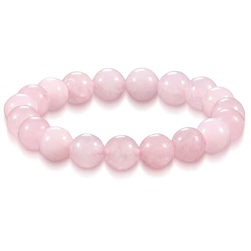 10 mm Armband aus natürlichen Rosenquarz-Kristallperlen, für Damen und Herren, Heilung von Ängsten, Wohlstand, Glück, Gesundheit von generic