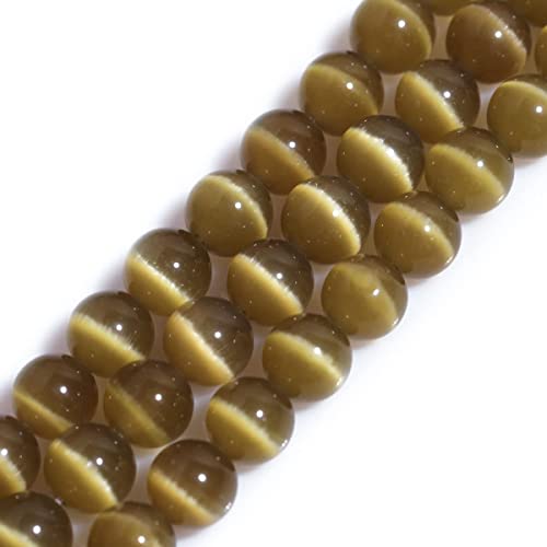 10 mm braune Katzenaugen-Glasperlen, rund, Kristallstein, lose Edelsteinperlen für die Schmuckherstellung, Armbänder, Halsketten, Ohrringe, Basteln (35–40 Stück) von generic