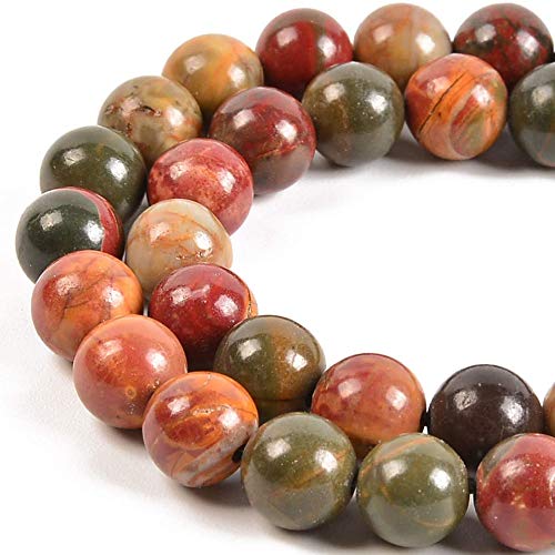 10 mm echter Picasso-Jaspis-Perlen-Edelstein, rund, Halbedelstein, lose Perlen zur Schmuckherstellung, 38,1 cm von generic
