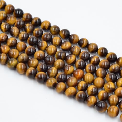 10 mm runde gelbe Tigerauge-Perlen, glatt poliert, gebohrte Tigerit-Edelsteinperlen zur Herstellung von Armbändern (Gelbes Tigerauge, 10 mm) von generic