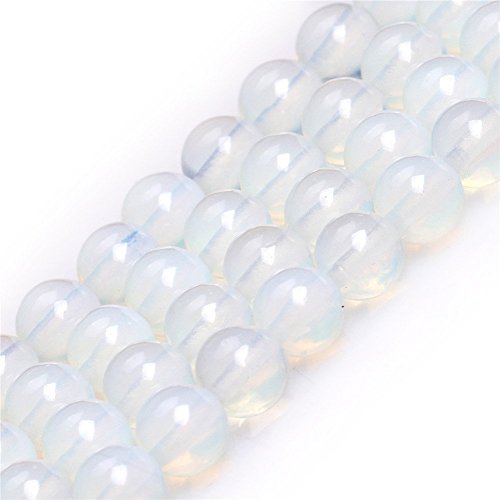 10 mm weiße Opalitperlen, runde Edelsteinperlen, lose Perlen zur Schmuckherstellung, 38,1 cm (36–38 Stück/Strang) von generic