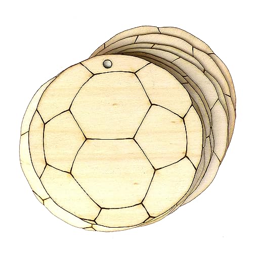 10 x Fußball-Bastelformen aus 3 mm Sperrholz (10 x 10 cm, Loch oben mittig) von generic