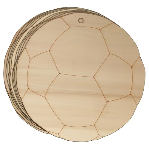 10 x Fußball-Bastelformen aus 3 mm Sperrholz (5 x 5 cm, Loch oben mittig) von generic