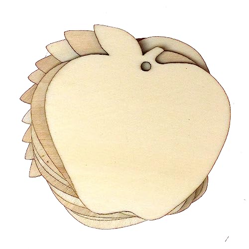 10 x Holz-Apfel mit Blattform, 3 mm geschichtet (15 x 15 cm, Loch oben mittig) von generic