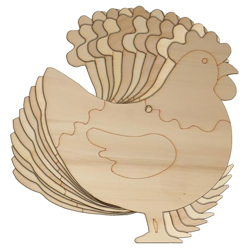 10 x Holz Huhn Hahn Handwerk Form 3 mm Sperrholz (6 x 5,5 cm, Loch oben mittig) von generic