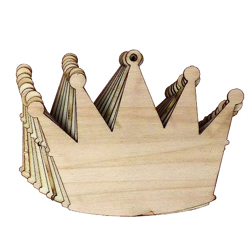 10 x Holz-Prinz-Krone, Bastelform, 3 mm, 6 x 7,8 cm, Loch oben in der Mitte von generic