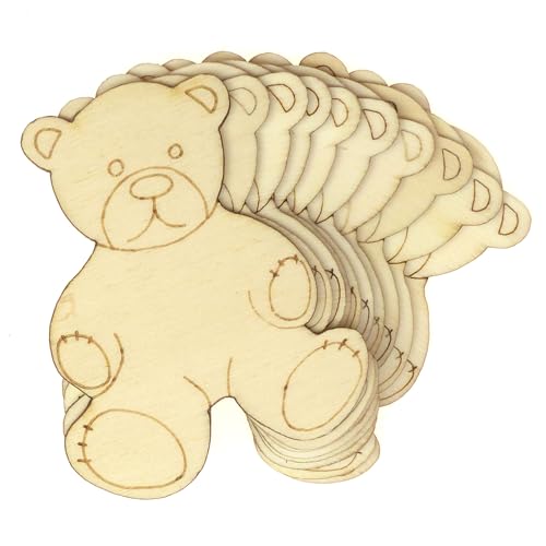 10 x Holz-Teddybär-Bastelformen, 3 mm geschichtet, Baby-Kinderspielzeug (15 x 12 cm, ohne Loch) von generic