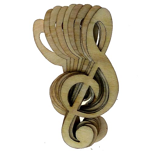 10 x Notenschlüssel aus Holz in G-Form, 3 mm, Unterhaltung (12 x 4,8 cm, ohne Loch) von generic