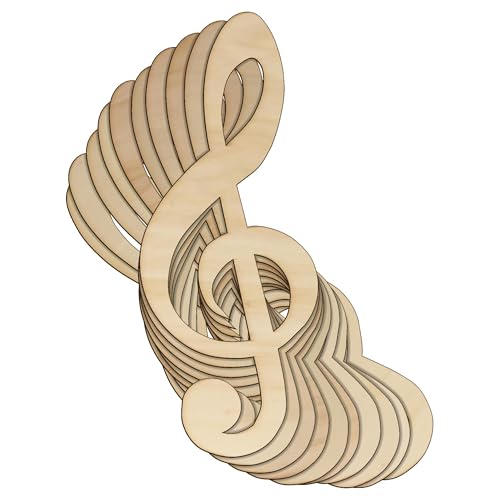 10 x Notenschlüssel aus Holz in G-Form, 3 mm, Unterhaltung (6 x 2,4 cm, ohne Loch) von generic