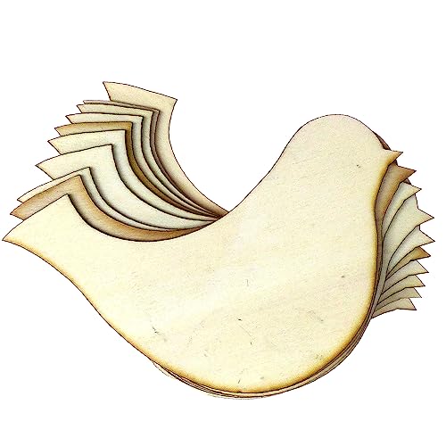 10 x einfache Vogel-Bastelform aus Holz, 3 mm (6 x 9,9 cm, ohne Loch) von generic