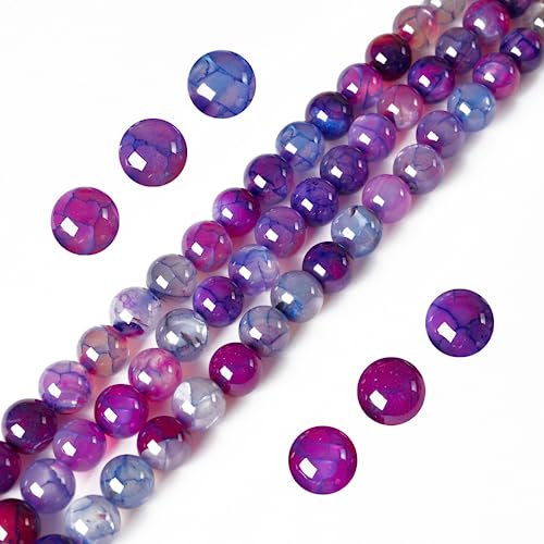 100 Stück 10 mm violette Drachenader-Achatperlen, natürliche Edelsteinperlen, runde lose Perlen zur Schmuckherstellung 100 Stück 10 mm violette Drachenader-Achatperlen, natürliche Edelsteinperlen, runde lose Perlen zur Schmuckherstellung von generic