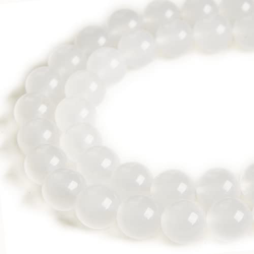 100 Stück 10 mm weiße Jadeperlen, natürliche Edelsteinperlen, runde lose Perlen zum Basteln und zur Schmuckherstellung (864, kw) von generic