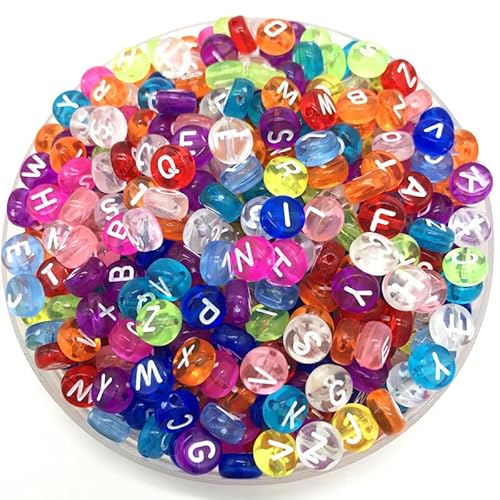 100 Stück 7 mm Buchstabenperlen mischen Farbe ovale Form 26 Alphabet Charms DIY Perlen für Armband Halskette SchmuckherstellungModeprofis von generic