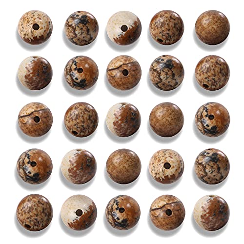 100 Stück 8 mm natürliche, glatte Bildjaspis-Edelsteinperlen, runde, lose Steinperlen zur Schmuckherstellung mit Kristall-Stretchkordel 100 Stück 8 mm natürliche, glatte Bildjaspis-Edelsteinperlen, runde, lose Steinperlen zur Schmuckherstellung mit Kristall-Stretchkordel von generic