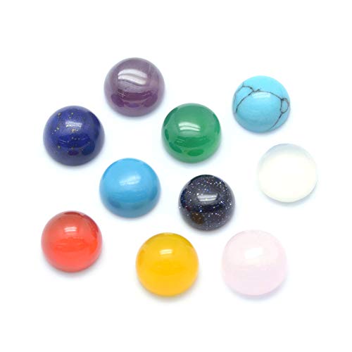 100 Stück Cabochon-Stein, halbrunde Perlen, 6 mm, winzige flache Rückseite, Edelstein, Chakra-Heilkristall, Cabs-Abdeckung, zufällig gemischte Stile für die Schmuckherstellung von generic