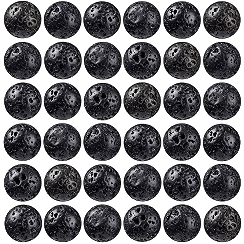 100 Stück Natursteinperlen, 6 mm, Lavaperlen, runde Edelsteinperlen, lose Perlen mit elastischer Armbandschnur für Armbänder, Halsketten, Schmuckherstellung von generic