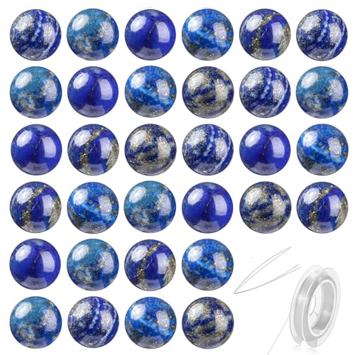 100 Stück Natursteinperlen, 8 mm, blauer Lapislazuli-Edelstein, runde lose Perlen für die Schmuckherstellung, Basteln, Armbänder mit Kristall-Stretchkordel von generic
