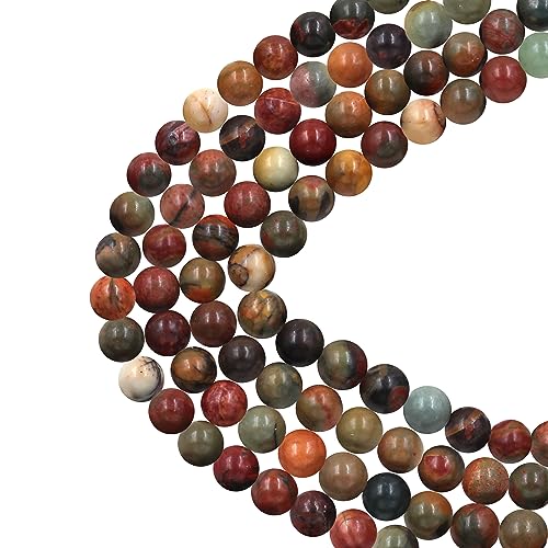 100 Stück lose Naturstein-Kristallperlen zum Selbermachen für Schmuckherstellung mit 10 m elastischer Kordel (Rot-Türkis, 8 mm) von generic
