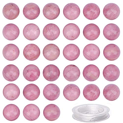 100 Stück natürliche Kristallperlen, Stein, Edelstein, rund, lose Energieheilungsperlen mit gratis Kristall-Stretchkordel zur Schmuckherstellung (Rhodochrosit, 8 mm) von generic