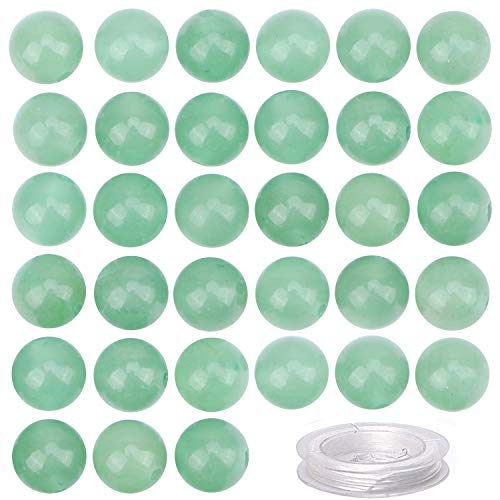 100 Stück natürliche Kristallperlen, Stein, Edelstein, rund, lose Energieheilungsperlen mit gratis Kristall-Stretchkordel zur Schmuckherstellung (grüner Aventurin, 6 mm) von generic