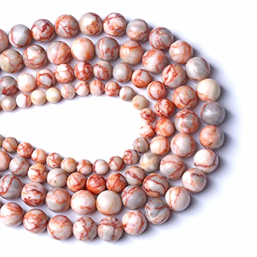10MM 38PCS Naturstein Rot Netzwerk Jasper Lose Perlen für Schmuck Machen DIY Armband von generic