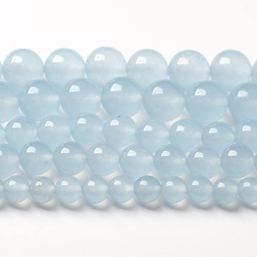 12 mm, 32 Stück natürliche Aquamarin-Jade-Steinperlen zur Schmuckherstellung, DIY-Kristallperlen (Aquamarin-Jade, 12 mm) von generic