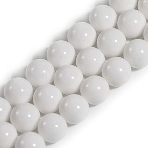 12 mm Porzellan-Perlen aus weißem Jade, rund, Naturstein, zur Schmuckherstellung, Strang 15 Zoll, Perlen, Halbedelstein, DIY von generic