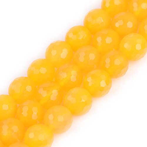 12 mm gelbe Achat-Perlen, facettiert, Naturstein, rund, 38,1 cm, Edelsteinstrang zur Schmuckherstellung, DIY von generic