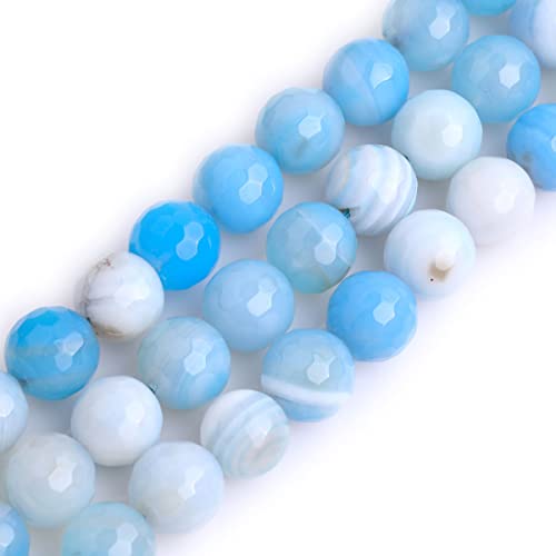 12 mm hellblauer Onyx-Achat, facettierte Naturstein-Runde Perlen – 15 Zoll Edelsteinstrang zur Schmuckherstellung DIY von generic