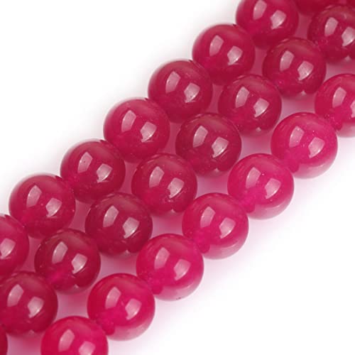 12 mm rosarote Jade-Perlen, rund, Naturstein, für die Schmuckherstellung, Strang 15 Zoll, Perlen, Halbedelstein, DIY, handgefertigtes Bastelzubehör (922, lz) von generic