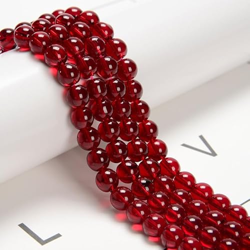 120 Stück (2 Stränge) 6 mm granatrote Kristallperlen mit Energiekraft, glatte runde Glasperlen für Schmuckarmbänder und Ohrringe, die selbst hergestellt werden von generic
