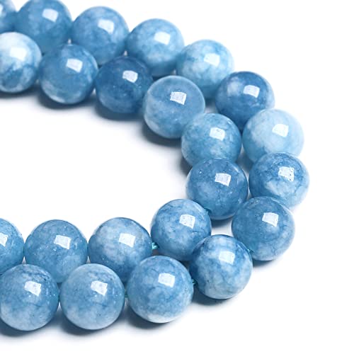 120 Stück 6 mm blaue Aquamarin-Jade-Perlen für die Schmuckherstellung, DIY-Armband, 2 Stränge (857, mf) von generic