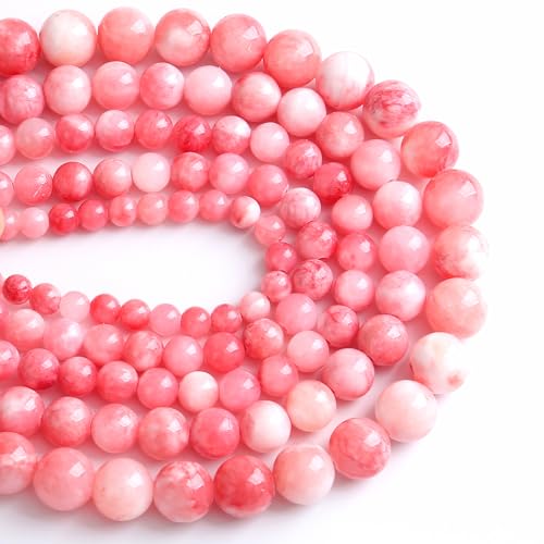 120 Stück 6 mm rosa Jade Spacer lose Perlen für Schmuckherstellung DIY Armband Halskette 2 Stränge von generic