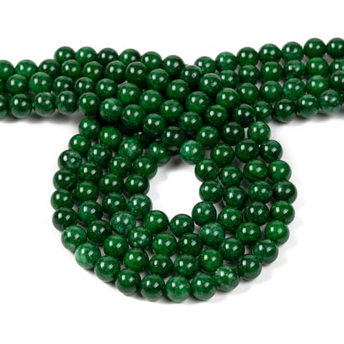 120 Stück 8 mm Abstandsperlen aus Naturstein – runde, glatte, lose Perlen zur Schmuckherstellung mit Stretchkordel (getrocknete blaue Jadeperlen) von generic