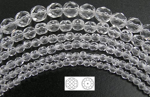 12mm (102) Klarer Kristall, 3x16in Stränge, Tschechische Feuerpolierte Runde Facettierte Glasperlen von generic