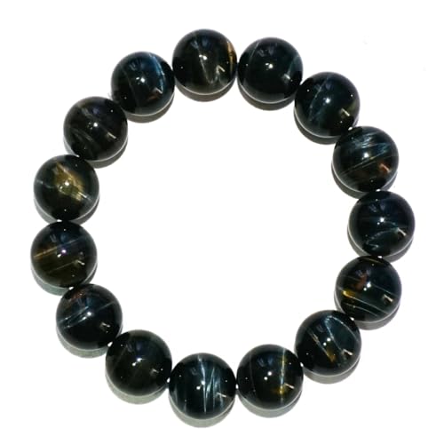 14 mm Armband mit blauen Tigeraugen und goldenen Augen für Männer und Frauen, passend für Handgelenke mit 17,8–19,1 cm Umfang | Schutz vor bösen Edelsteinen 14 mm Armband mit blauen Tigeraugen und goldenen Augen für Männer und Frauen, passend für Handgelenke mit 17,8–19,1 cm Umfang | Schutz vor bösen Edelsteinen von generic