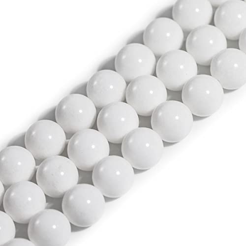 14 mm Porzellan-Perlen aus weißem Jade, rund, Naturstein, für die Schmuckherstellung, Strang 15 Zoll, Perlen, Halbedelstein, DIY, handgefertigtes Bastelzubehör (886, lz) von generic