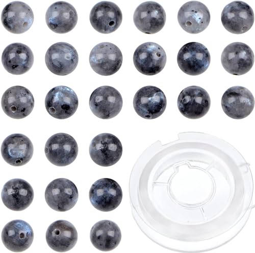 140 Stück natürliche Kristallperlen, Stein, Edelstein, rund, Energieheilung, lose Perlen mit Stretchkordel zur Schmuckherstellung, Armbänder, Fußkettchen (Larvikit, Labradorit, 8 mm, 140 Stück) von generic