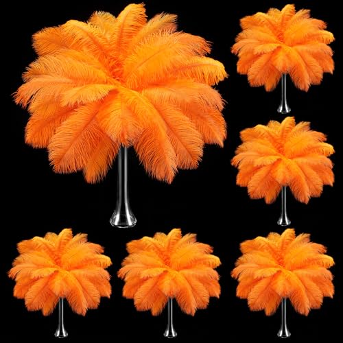 150 Stück natürliche Straußenfedern, 30–35 cm (12–14 Zoll), Straußenfedern, Federbusch für Bastelarbeiten, Hochzeitsfeiern, Tafelaufsätze, Partydekorationen (Orange) von generic