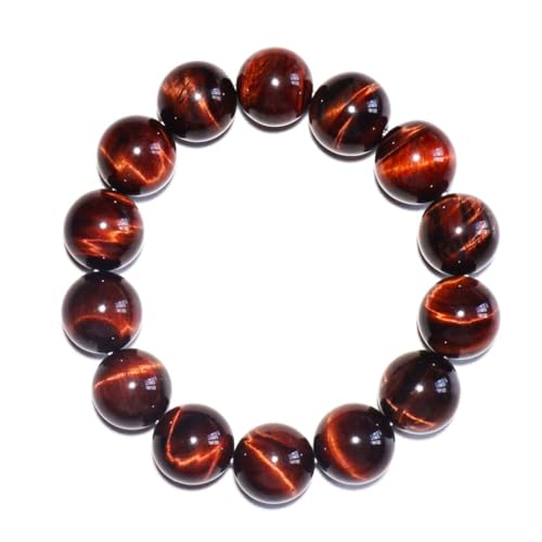 18 mm rotes Tigerauge-Armband für Männer und Frauen | Natürliche Kristallperlen für 25,4 cm großes Handgelenk | Mit Samtbeutel, Geschenkbox und Reparaturset von generic