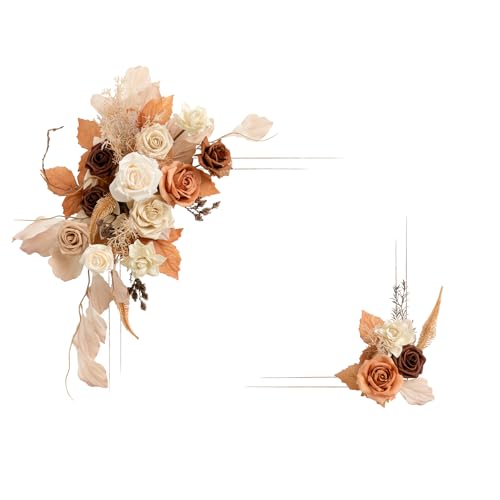 2 Stück künstliches Willkommensschild, Swag, Hochzeitsbogen, Blumendekorationen, Florale Kulisse, Girlande im Boho-Stil, getrocknete Rost-Sepia-Rose für Zeremonie/Empfang, Staffelei/Türdekor. 2 Stück künstliches Willkommensschild, Swag, Hochzeitsbogen, Blumendekorationen, Florale Kulisse, Girlande im Boho-Stil, getrocknete Rost-Sepia-Rose für Zeremonie/Empfang, Staffelei/Türdekor. von generic