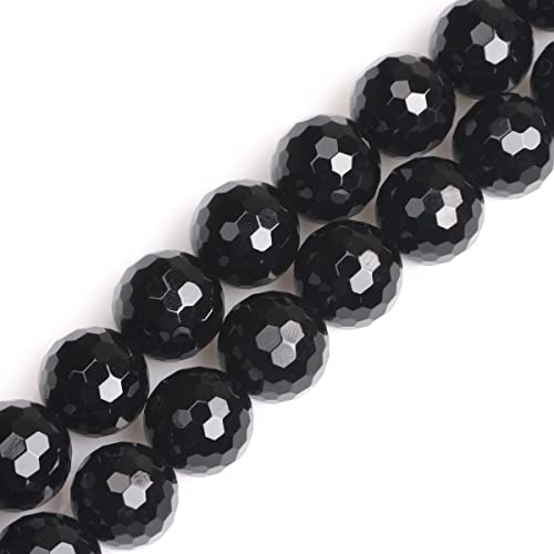 20 mm schwarze Achat-Perlen, facettiert, Naturstein, rund, 38,1 cm, Edelsteinstrang zur Schmuckherstellung, DIY von generic