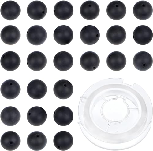210 Stück natürliche Kristallperlen, Stein, Edelstein, rund, Energieheilung, lose Perlen mit Stretchkordel zur Schmuckherstellung, Armbänder, Fußkettchen (6 mm, 210 Stück, mattschwarzer Onyx) von generic