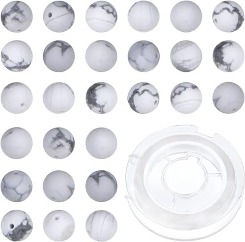 210 Stück natürliche Kristallperlen, Stein, Edelstein, rund, Energieheilung, lose Perlen mit Stretchkordel zur Schmuckherstellung, Armbänder, Fußkettchen (8 mm, 140 Stück, mattweißer Howlith) von generic