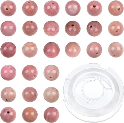 210 Stück natürliche Kristallperlen, Stein, Edelstein, rund, Energieheilung, lose Perlen mit Stretchkordel zur Schmuckherstellung, Armbänder, Fußkettchen (Rhodochrosit, 4 mm, 210 Stück) von generic