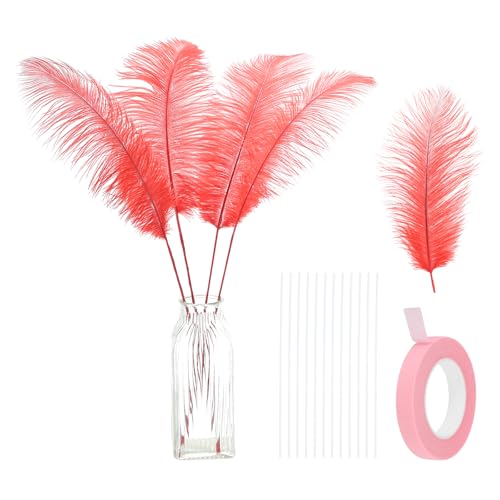 24 Stück natürliche Straußenfedern, 30–35 cm, großes Straußenfeder-Set zum Basteln, für Vasen, Heimdekoration, Hochzeiten, Partys, Tafelaufsätze, Blumenarrangements (Lotusrosa) von generic