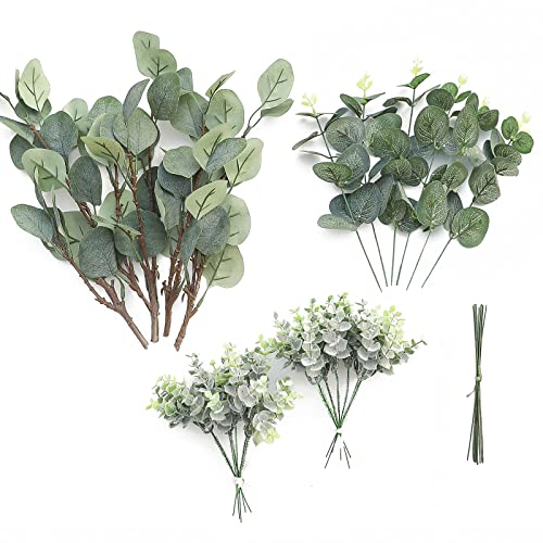 3 Arten künstlicher Eukalyptus-Stängel in Silberdollarform, Kunstgrün-Spray, 19 Stück, Beste Füllpflanzen für selbstgemachte Blumensträuße, Hochzeitsmittelstücke von generic