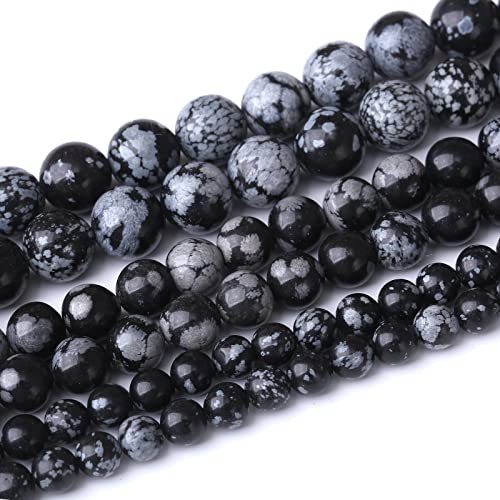 32 Stück 12 mm natürliche Schneeflocken-Obsidian-Steinperlen, Energieheilungsperlen für die Herstellung von DIY-Schmuck, Armbändern und Halsketten, 38,1 cm (507 lz) von generic