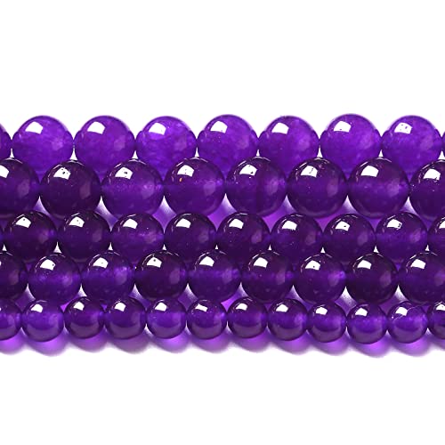 32 Stück 12 mm natürlicher Amethyst-Jade-Stein, runde lose Abstandsperlen für die Herstellung von DIY-Schmuck, Halsketten, Armbänder, heilende Energieperlen (12 mm, Amethyst-Jade) von generic