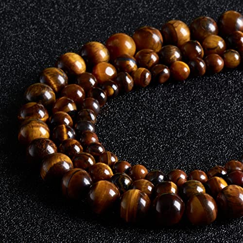 35 Stück 10 mm große Perlen aus natürlichem Edelstein, gelbes Tigerauge, runde lose Perlen zur Schmuckherstellung mit Kristall-Stretchkordel von generic